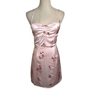 Princess Polly Pink Floral Satin Mini Dress